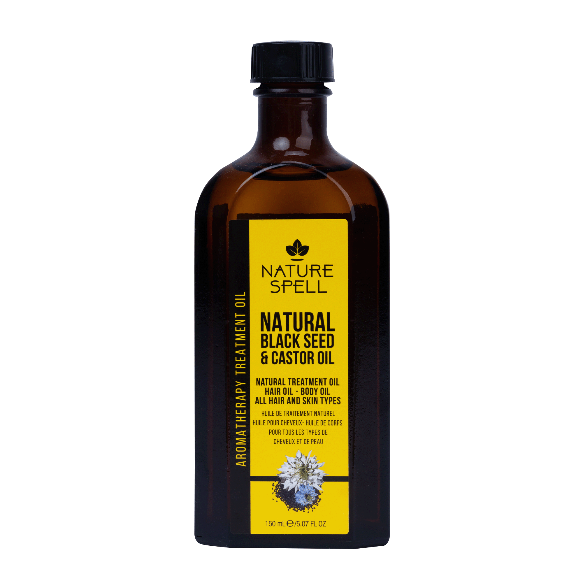 Aceite Capilar-corporal - Óleo de Semente Negra e Rícino para Cabelo e Pele 150 ml - Nature Spell