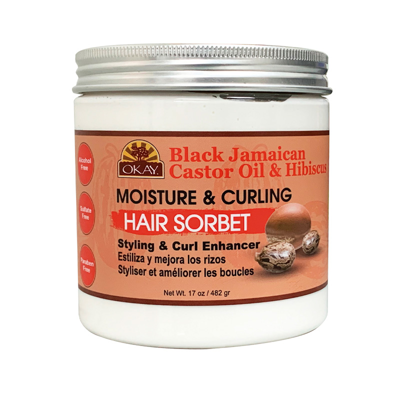 Crema de Estilizado de Rizos Black Jamaican Castor Oil con Hibiscus Moisture & Curling Hair Sorbet 17.oz / 482 gr - Okay
