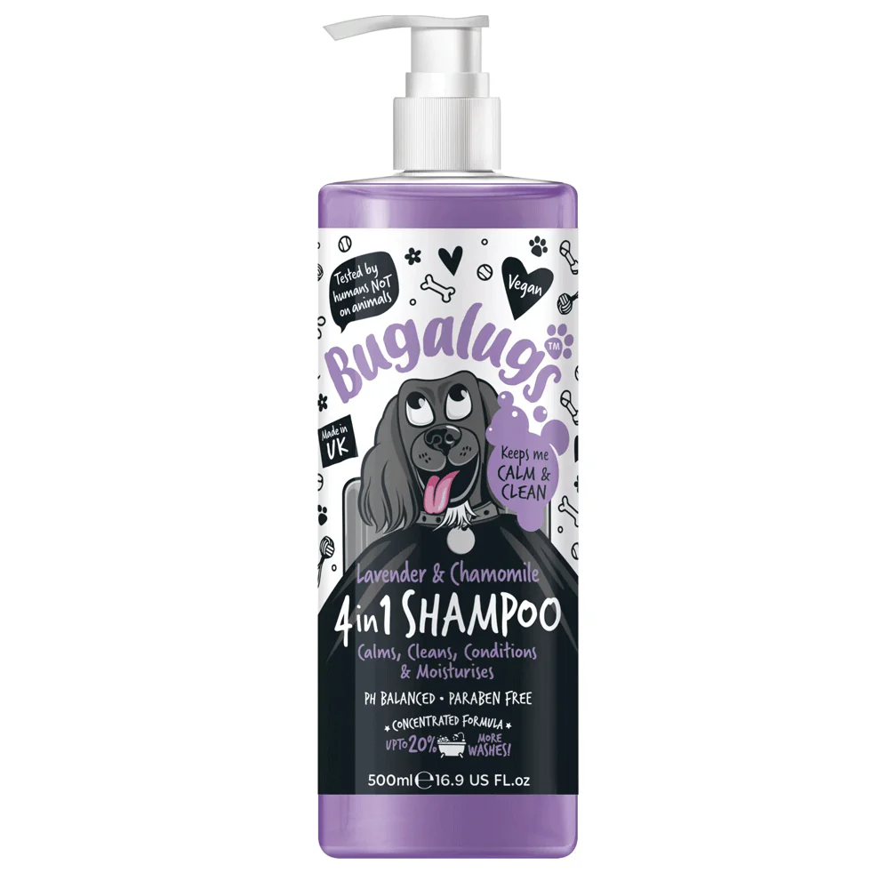 Shampoo 4 em 1 - Condicionador e Desembaraçador - Lavanda & Camomila - Bugalugs: 500 ml