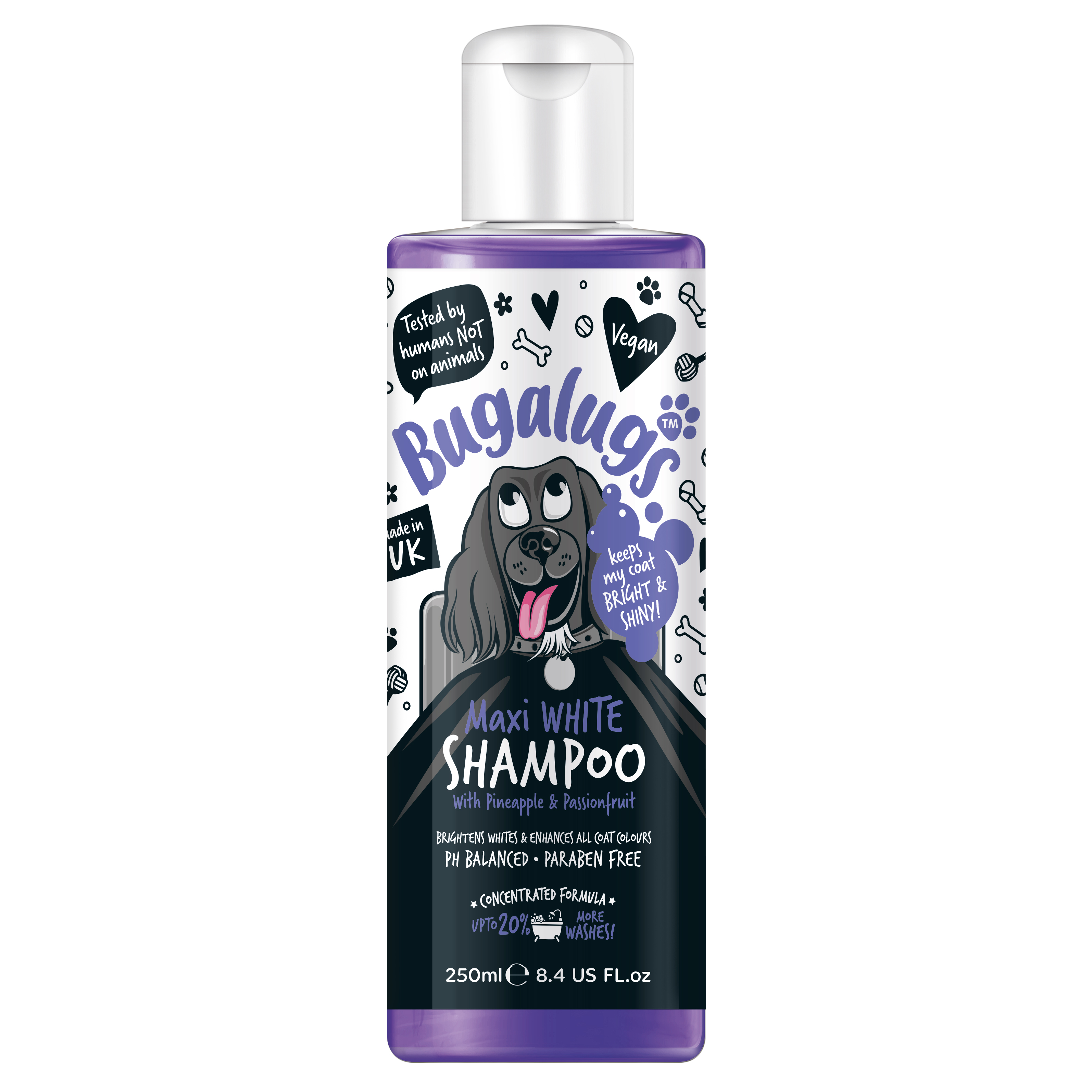 Shampoo Branqueador para Cães Maxi White - Bugalugs: 250ML