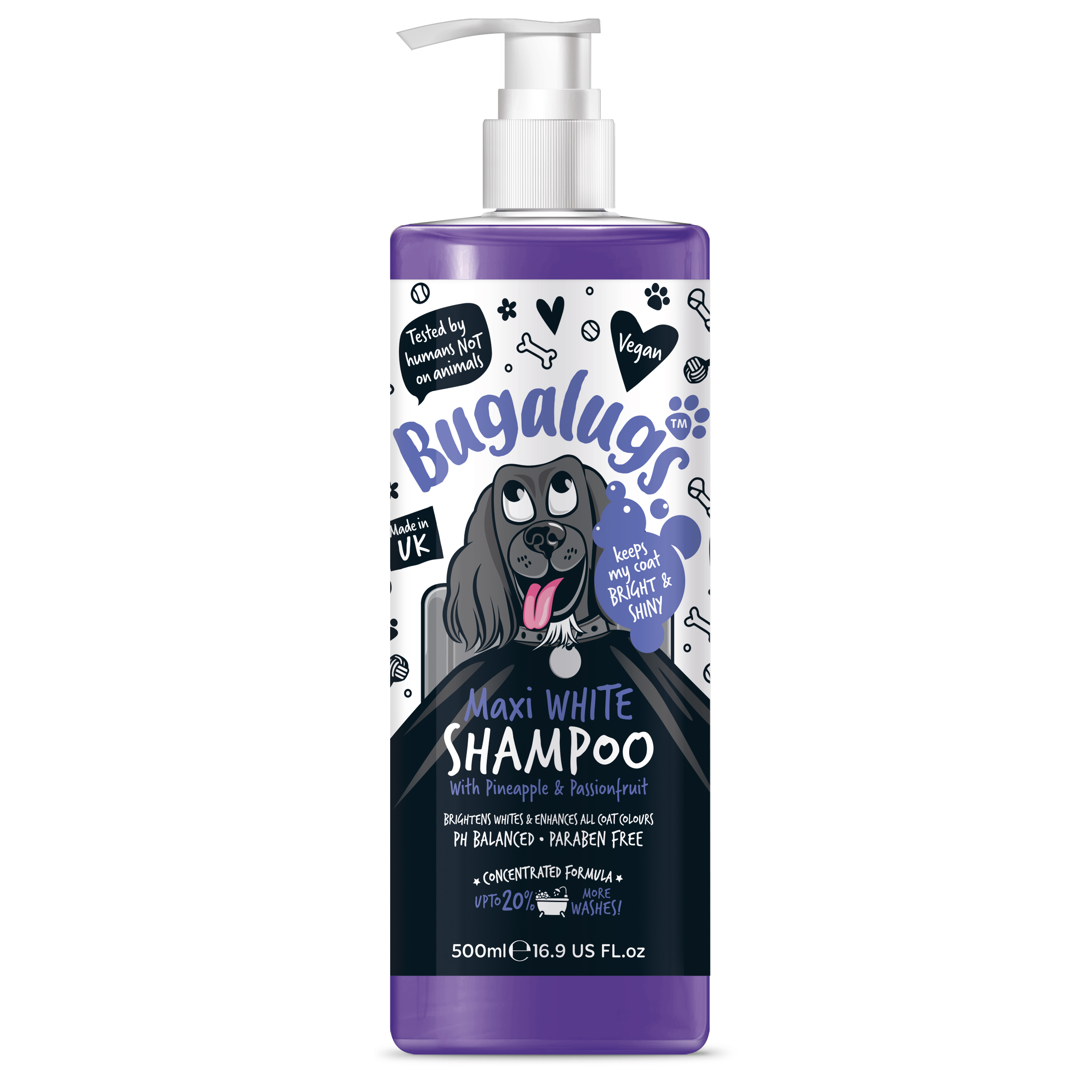 Shampoo Branqueador para Cães Maxi White - Bugalugs: 500ml