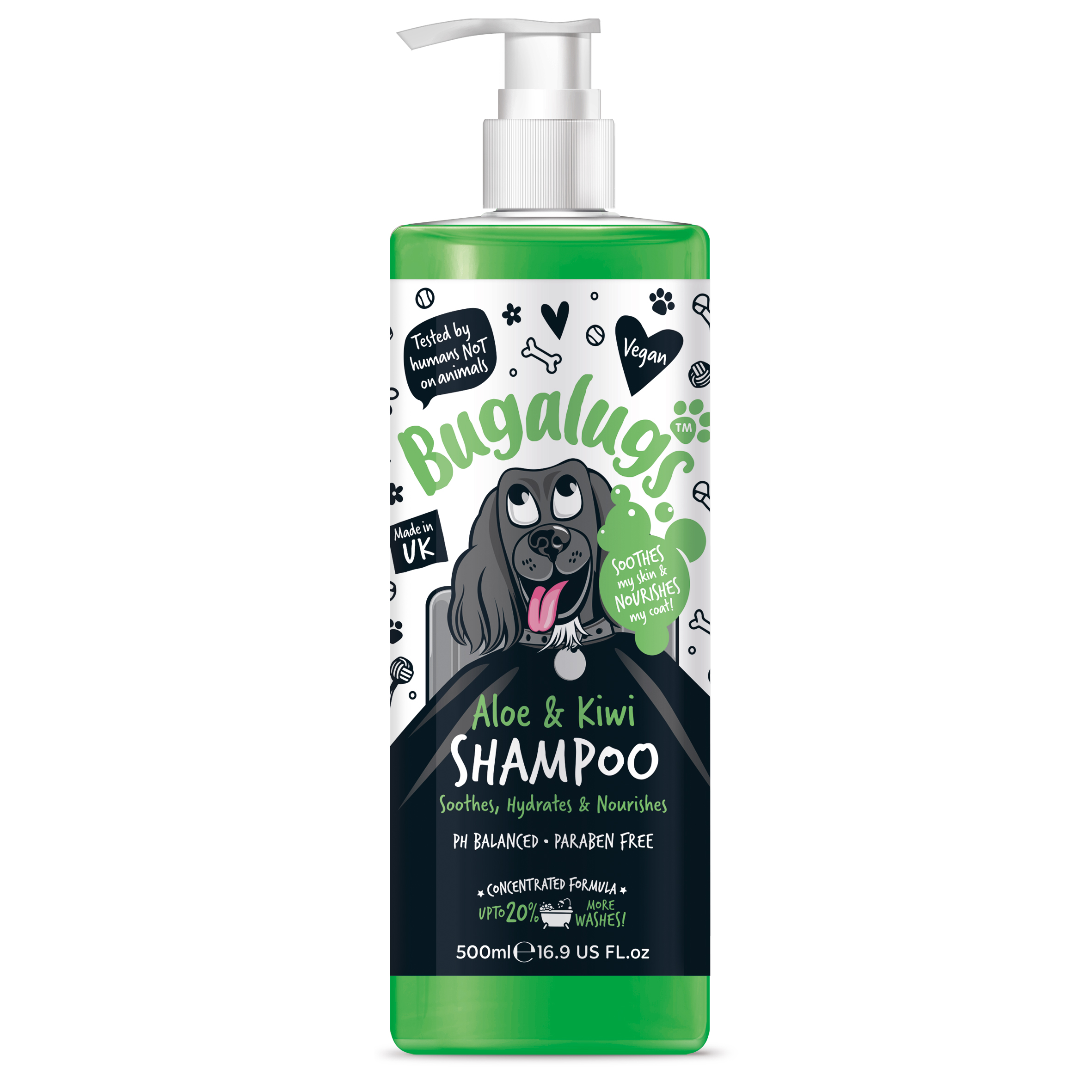 Shampoo Calmante Aloe & Kiwi - Bugalugs: 500ml