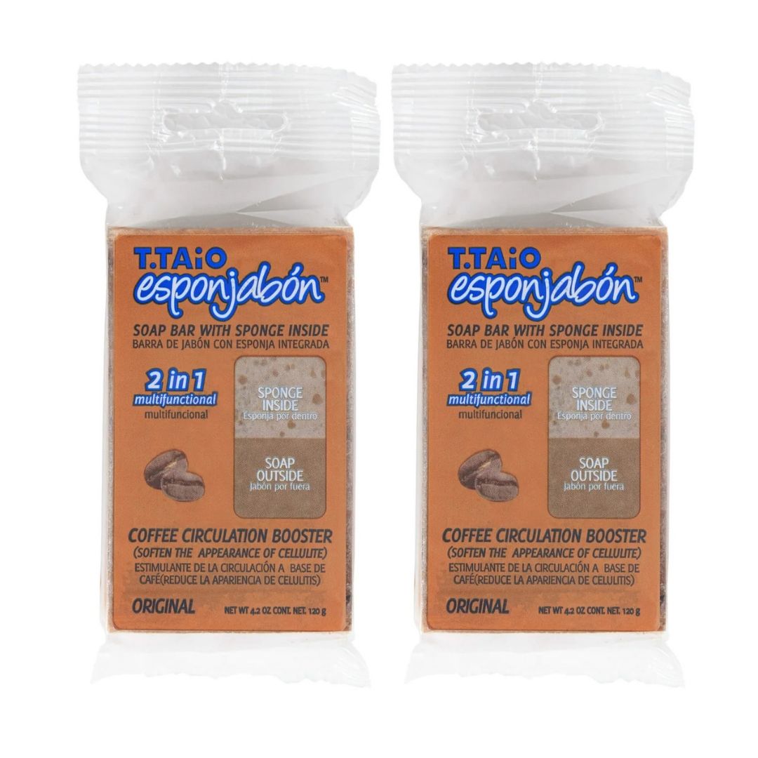 Pack de 2 EsponjaSabão: Esponja + Sabonete 2 em 1 - 120g - T.taio: 2x Café