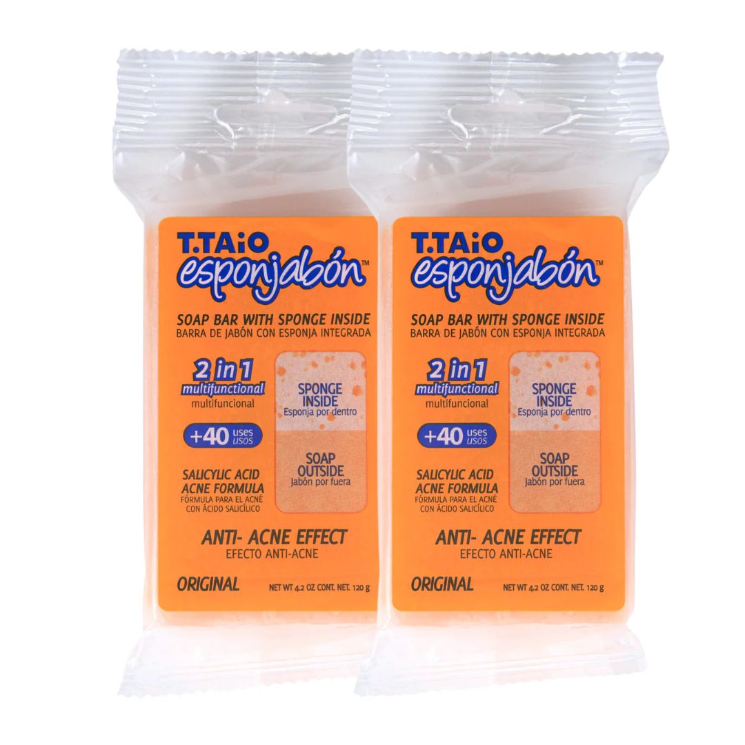 Pack de 2 EsponjaSabão: Esponja + Sabonete 2 em 1 - 120g - T.taio: 2x Original Anti Imperfecciones