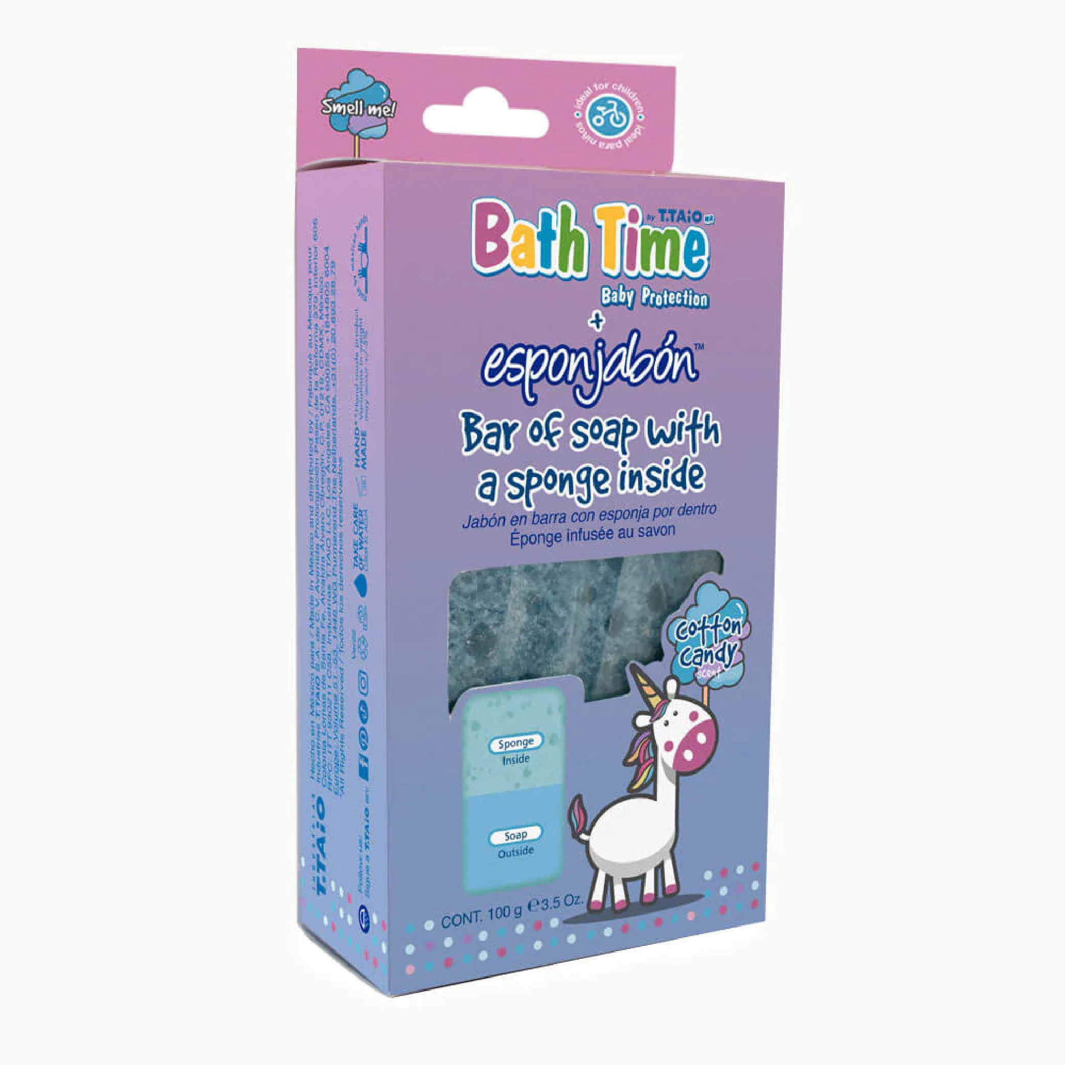 Esponja de Sabão Infantil com Aromas de Chiclete de Morango e Nuvem de Algodão - 120g - T.taio: Cotton Candy